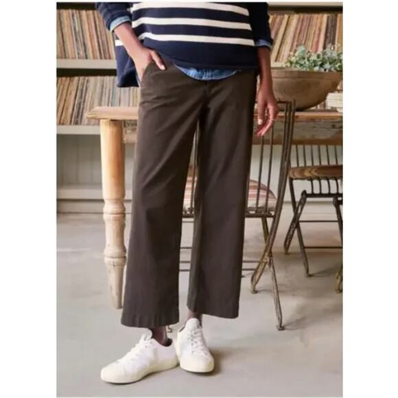 Frank & Eileen Westport Italian Wide Leg Trousers Chino Pants Coffee Brown 14